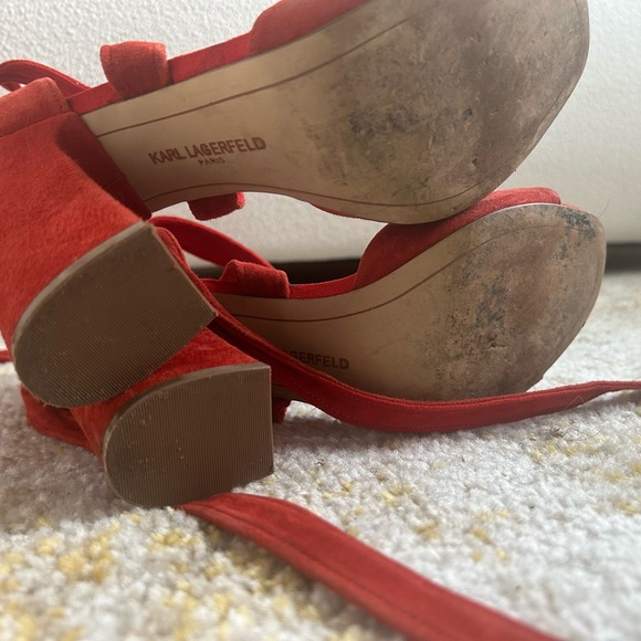 Red Karl lagerfeld tie up sandals - Picture 11 of 12